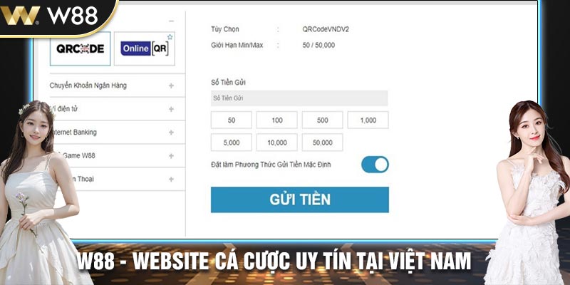 Nạp tiền W88 từ mã QR