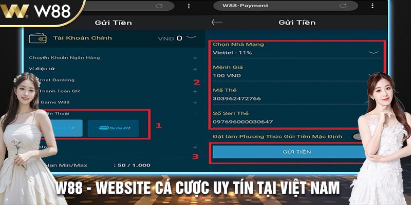 Nạp tiền W88 từ thẻ cào